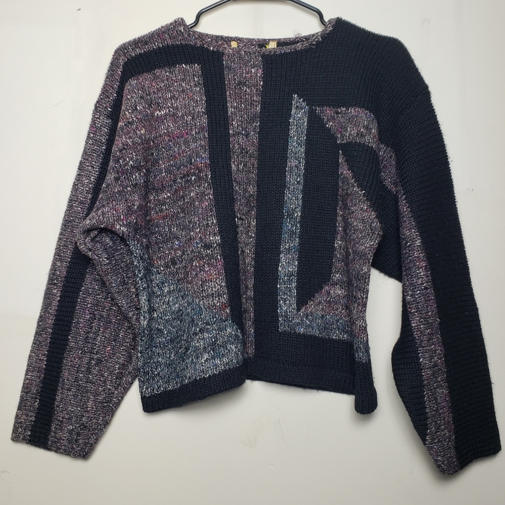 Vintage Blocky Knit Crop Sweater